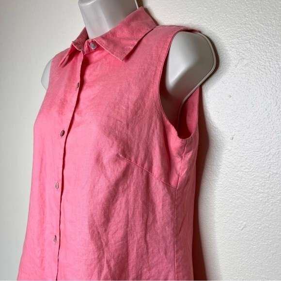 Richard Malcolm Irish Linen Sleeveless Button Front Pink Salmon Top Women Small - Picture 3 of 11